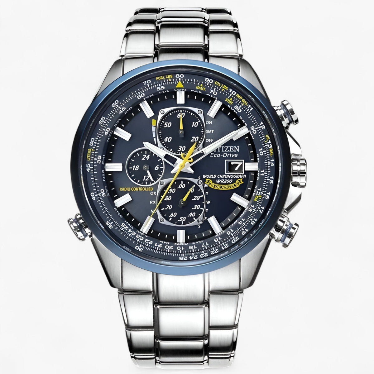 Watch : Montre Chronographe Homme MultiSteel 42mm – Acier Argenté, Cadran Bleu dans de Marche Lino