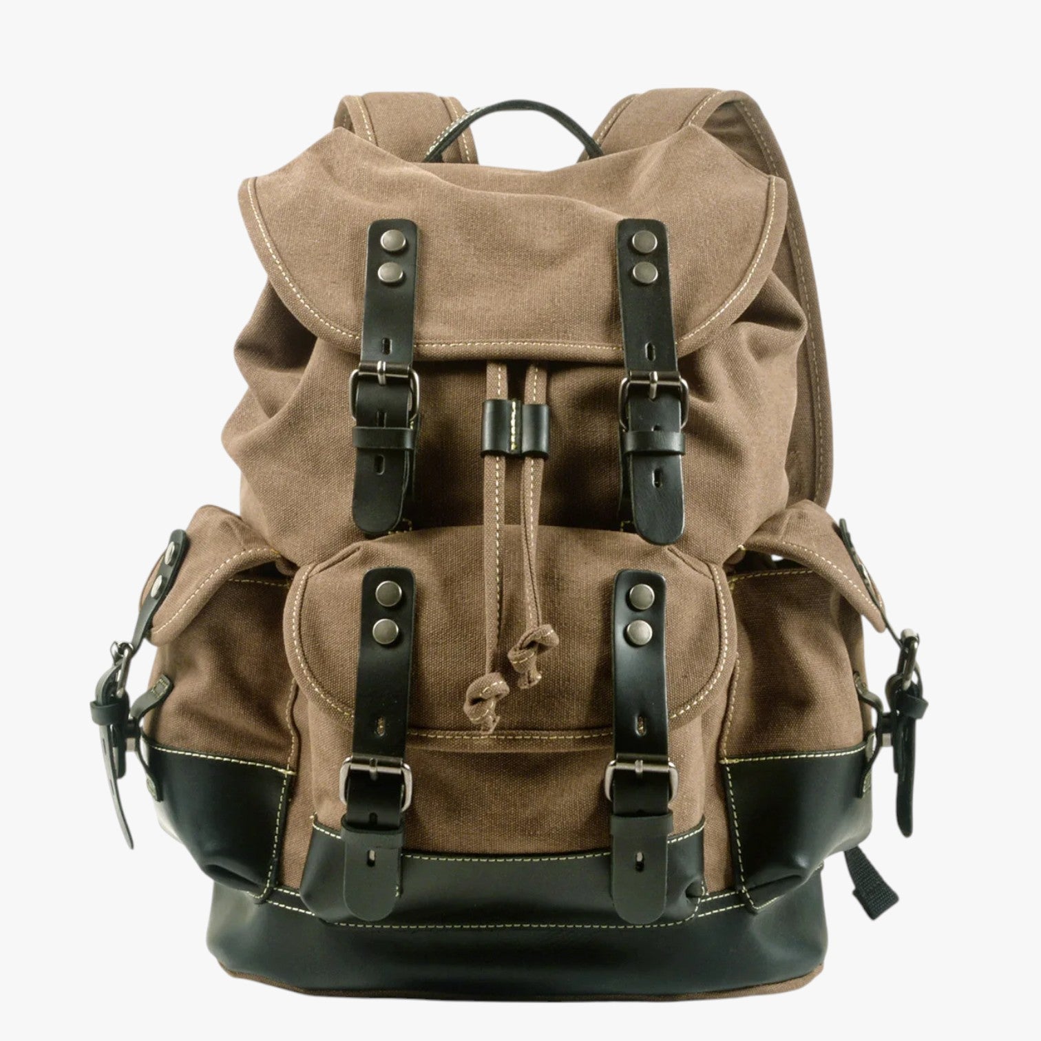 Sac à dos Randonnée Toile et Cuir Grande Capacité Homme
