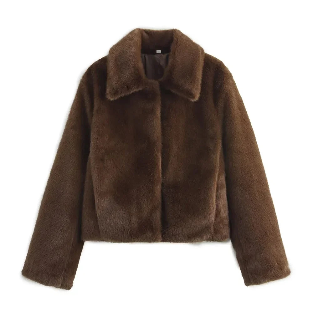 Jackets : Veste Longue Femme avec Col Revers et Détail Boutons dans Marron Foncé de Roselva
