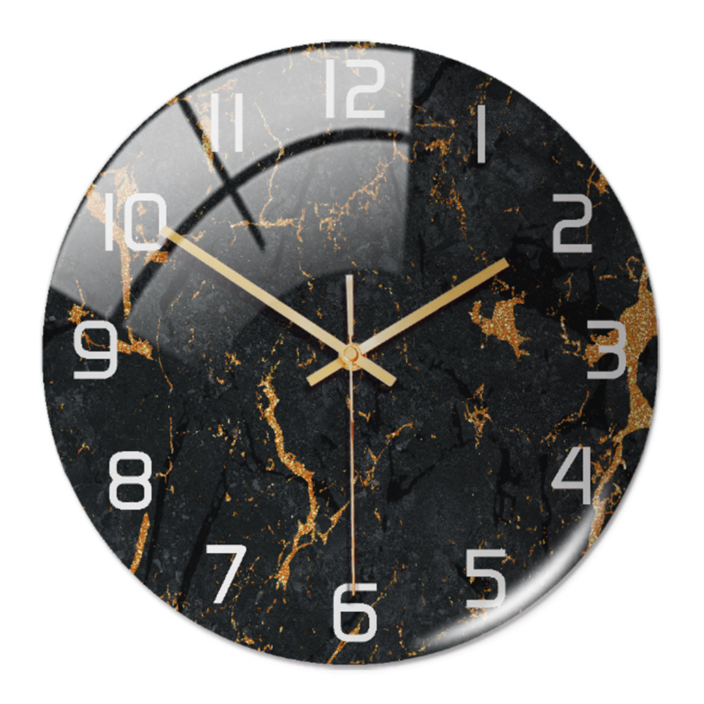 Wall Clocks : Horloge Murale Silencieuse Ø30cm, Effet Marbre Blanc Luxe Moderne pour Salon/Bureau dans de Marche Lino