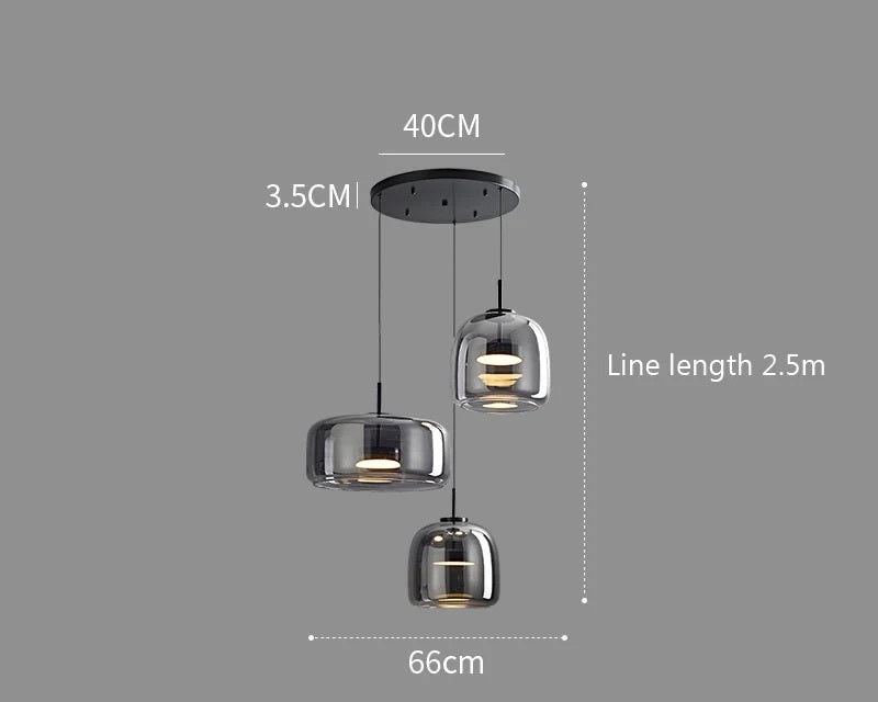 : Suspension de Luxe Verre et Métal dans Design 3 Diamètre - Noir de Marche Lino