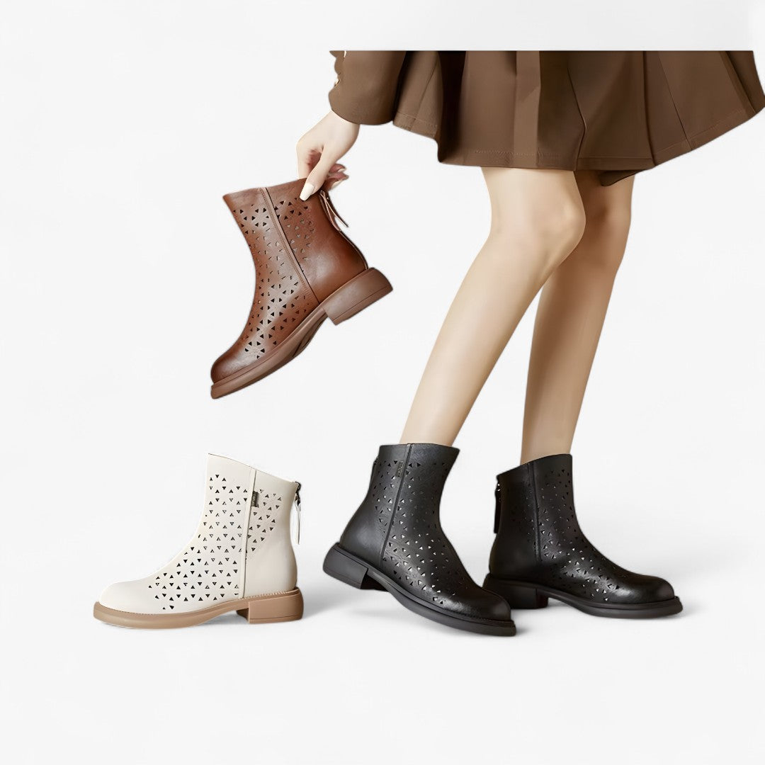 Shoes : Bottes d'été avec plateforme perforée et zip arrière dans de Marche Lino