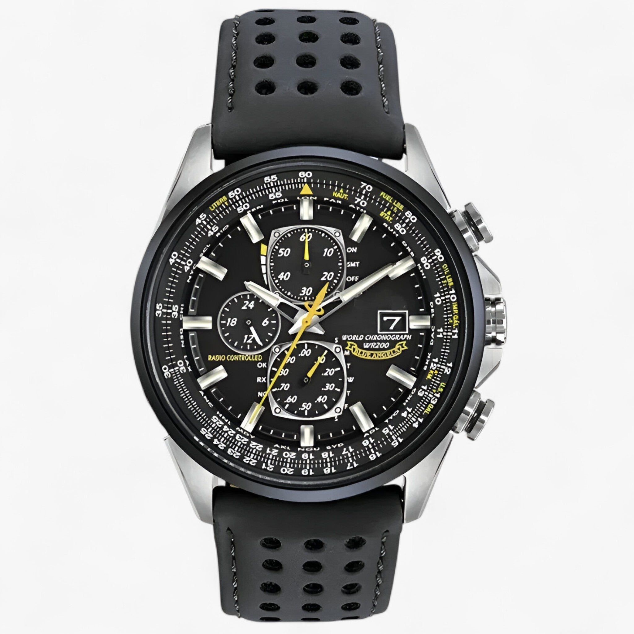 Watches : Montre Chronographe Homme MultiSteel 42mm, Acier Argent avec Cadran Bleu Élégant dans Ceinture noire à 3 boutons de Marche Lino