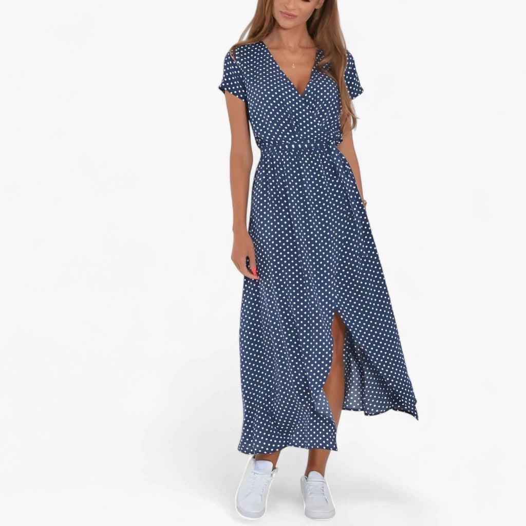 Robe Élégante Femme Nery avec Décolleté en V Profond, Robe de Soirée Estivale Décontractée