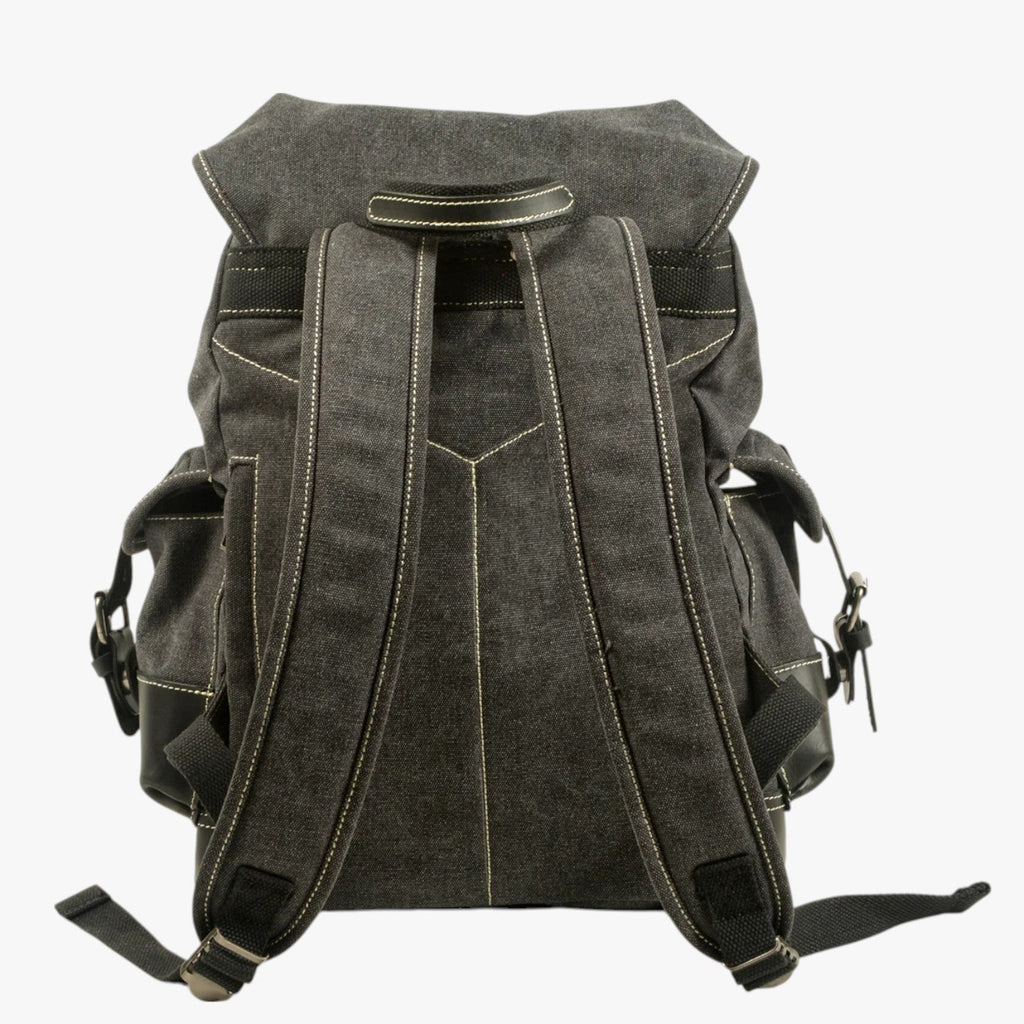 Sac à dos Randonnée Toile et Cuir Grande Capacité Homme