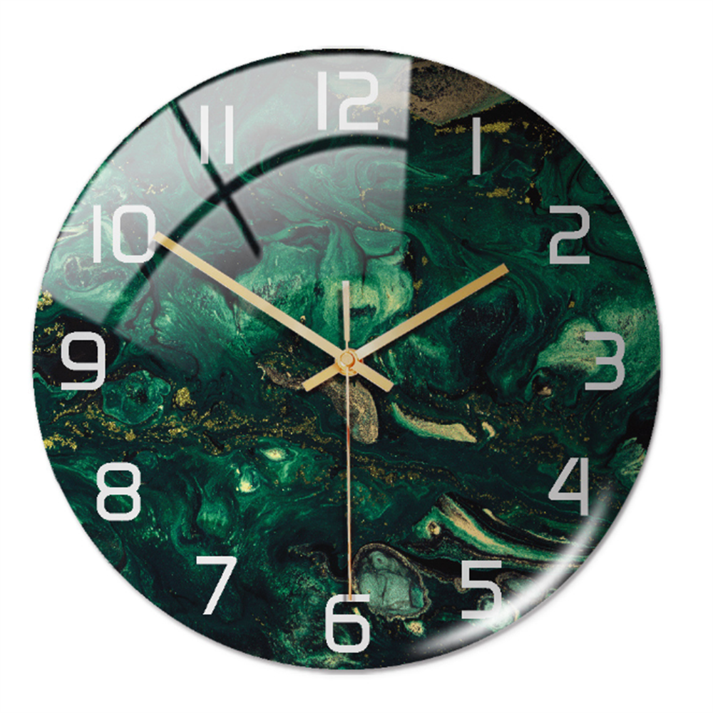 Wall Clocks : Horloge Murale Silencieuse Ø30cm, Effet Marbre Blanc Luxe Moderne pour Salon/Bureau dans de Marche Lino