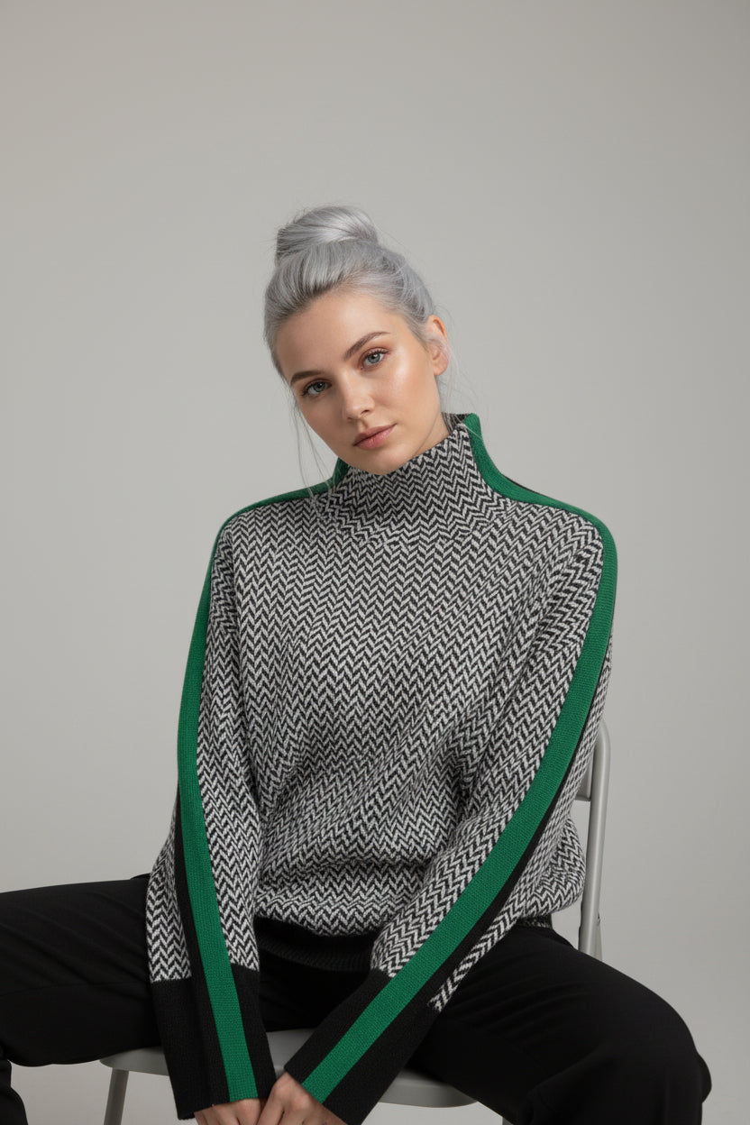 Pull Femme à Rayures Polyester Mode Élégante Style De Bureau