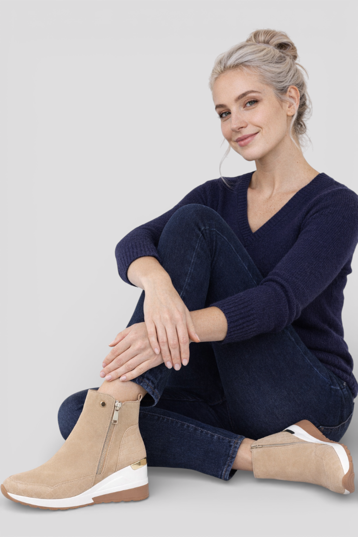 Bottes Noires Femme à Semelle Compensée Cuir