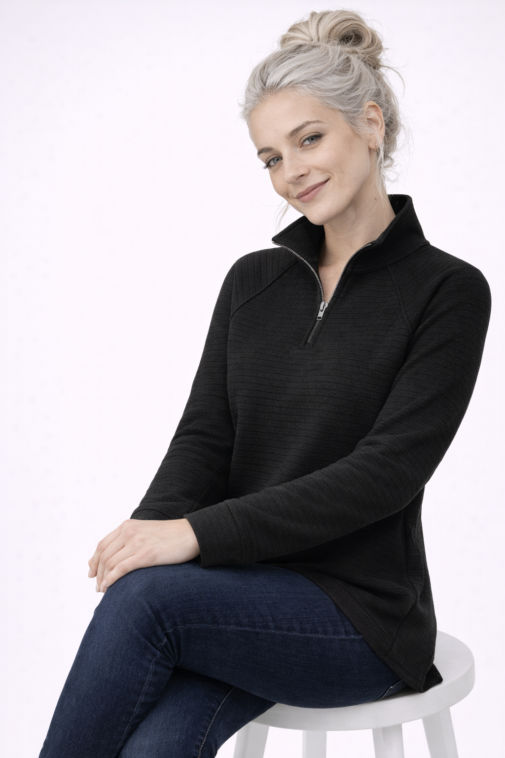 Pull Femme Col V Confortable Denim Ajustement Agréable