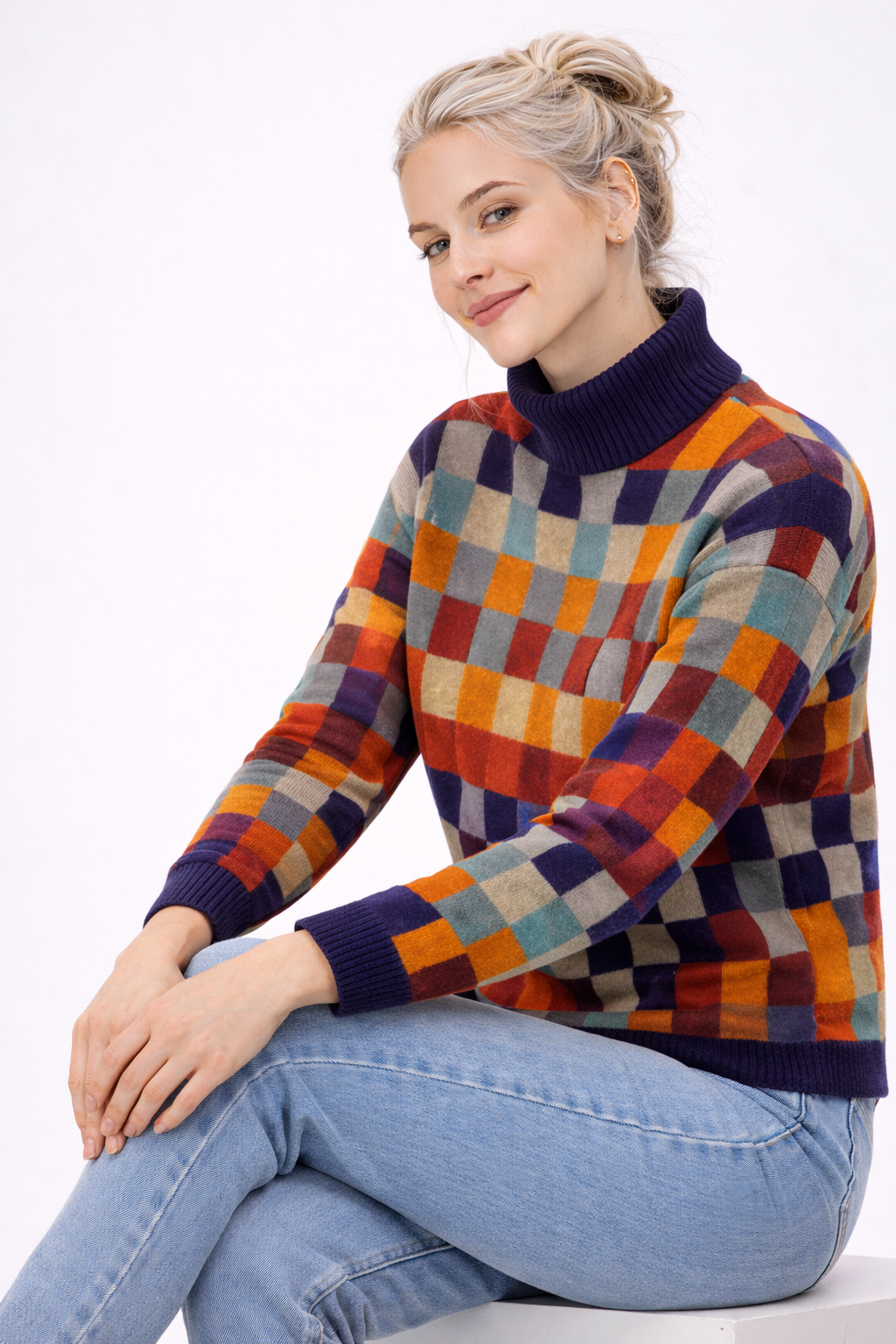 Pull Femme Col Roulé Léger Cachemire Doux Mode Décontractée