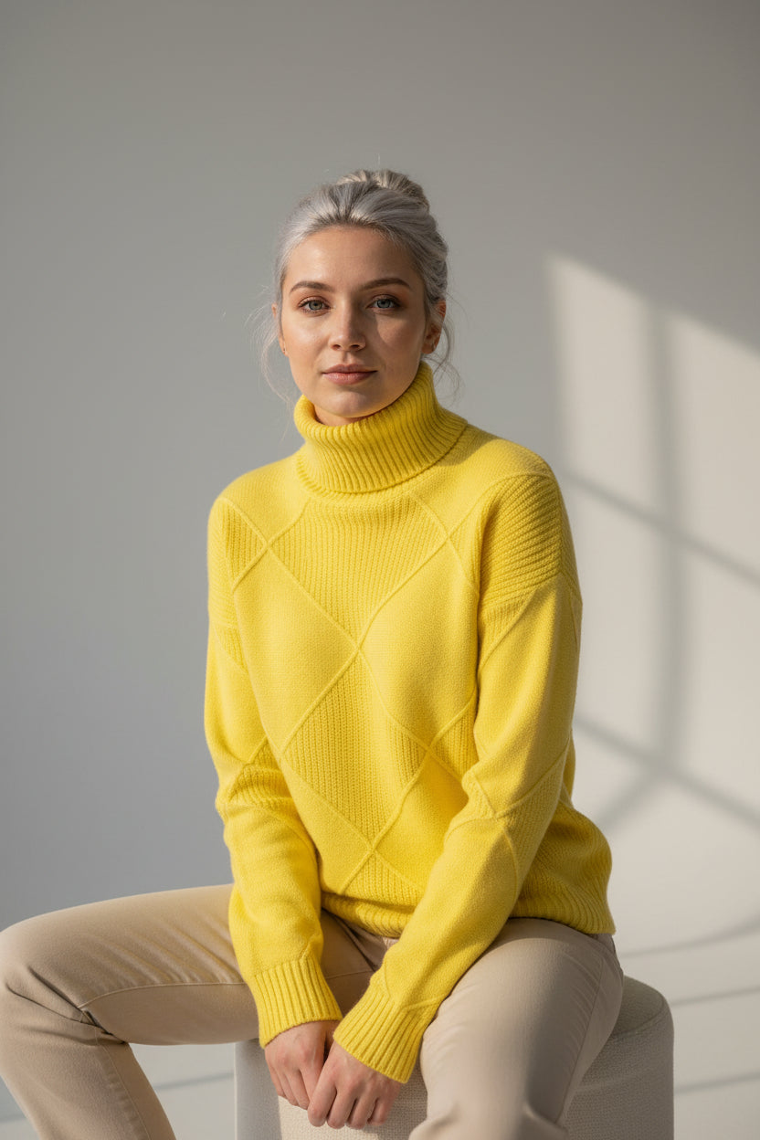 Pulls pour femmes : Pull Femme Col Roulé Confortable Garde-Robe Féminine dans de Marche Lino