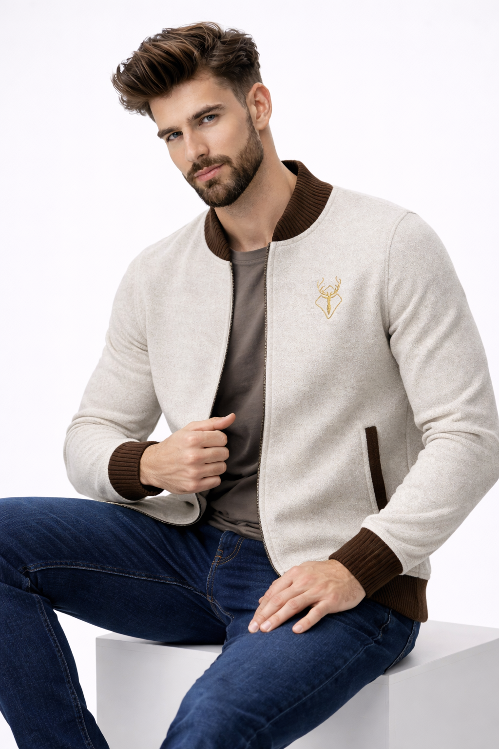 Cardigans pour hommes : Cardigan zippé homme en polyester doux - chaud, léger et confortable dans de Marche Lino