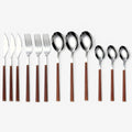 Set de Couverts 12 Pièces – Manches Bois, Acier Inoxydable, Lave-Vaisselle