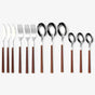 Set de Couverts 12 Pièces - Manches Bois, Acier Inoxydable, Lave-Vaisselle