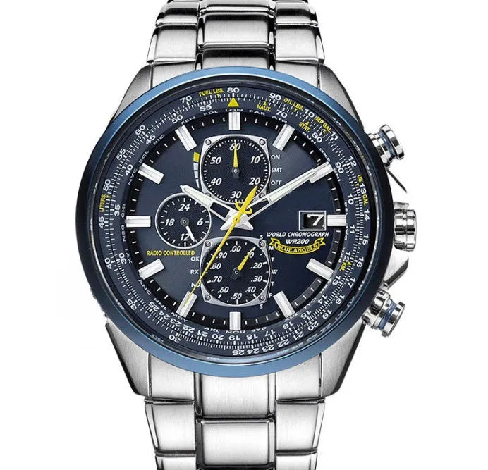 Montre Chronographe Homme MultiSteel - 42mm Acier inoxydable - Cuir marron café/noir