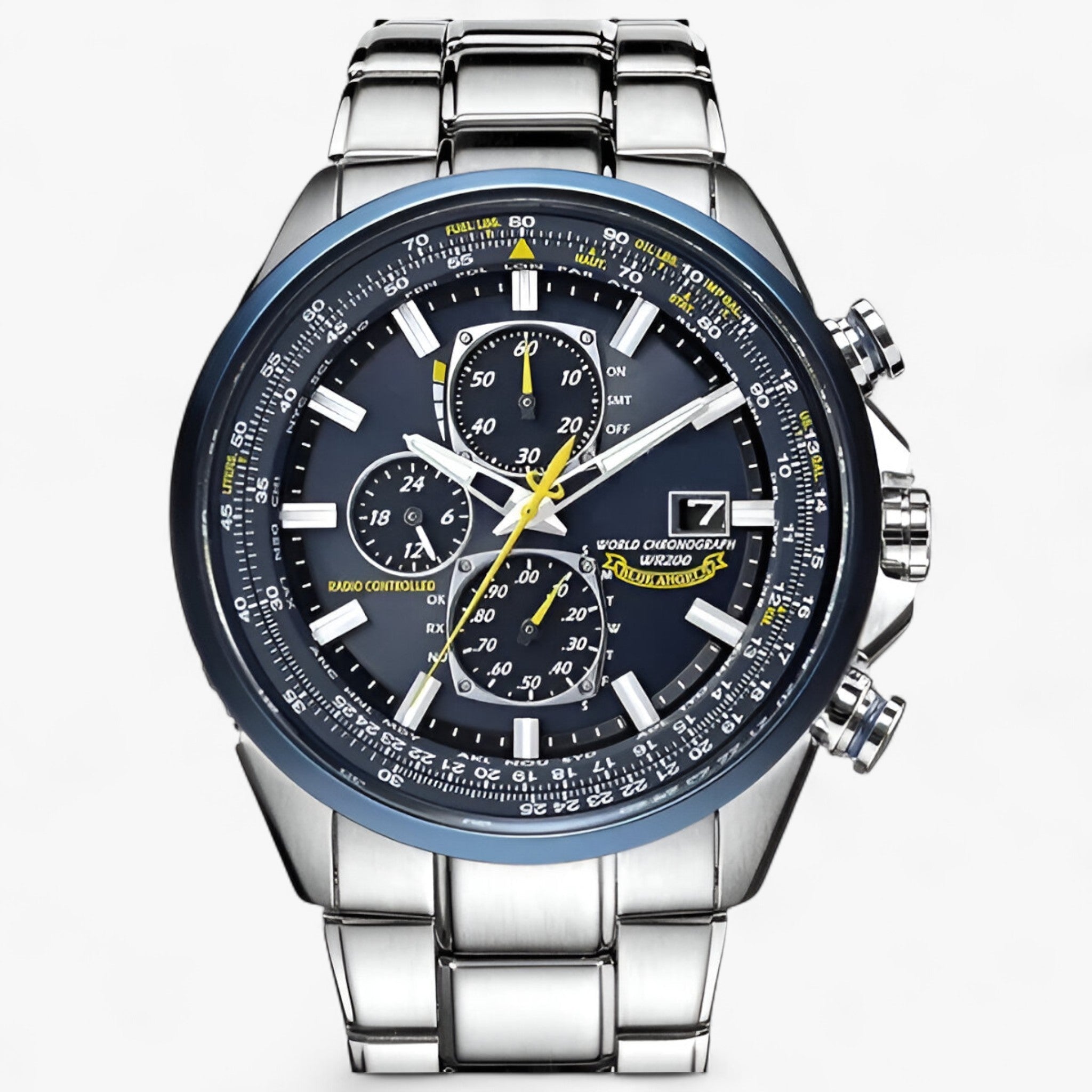 Watches : Montre Chronographe Homme MultiSteel 42mm, Acier Argent avec Cadran Bleu Élégant dans de Marche Lino