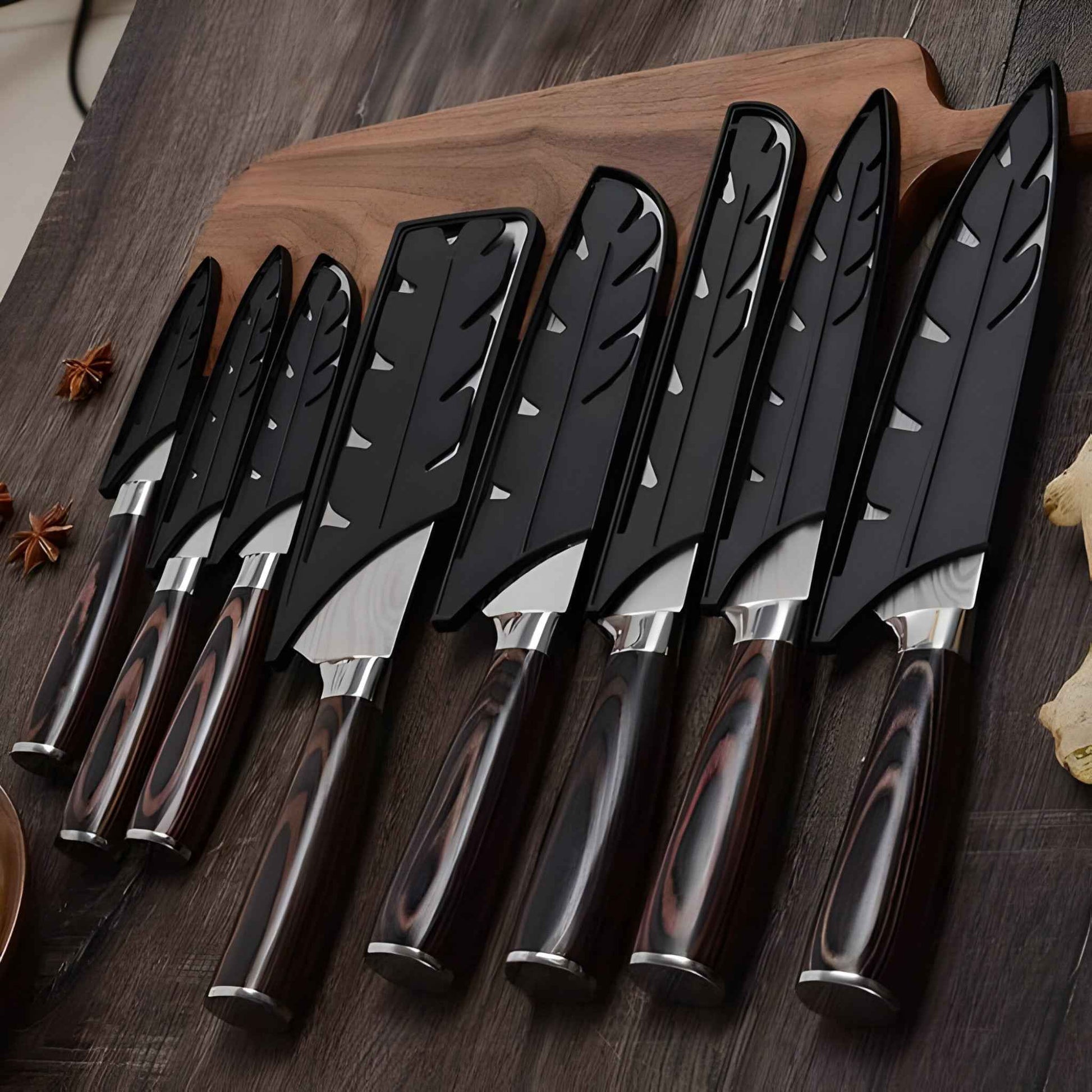 Set de 8 Calla couteaux de cuisine japonais en acier de Damas, extrêmement tranchants pour chefs professionnels