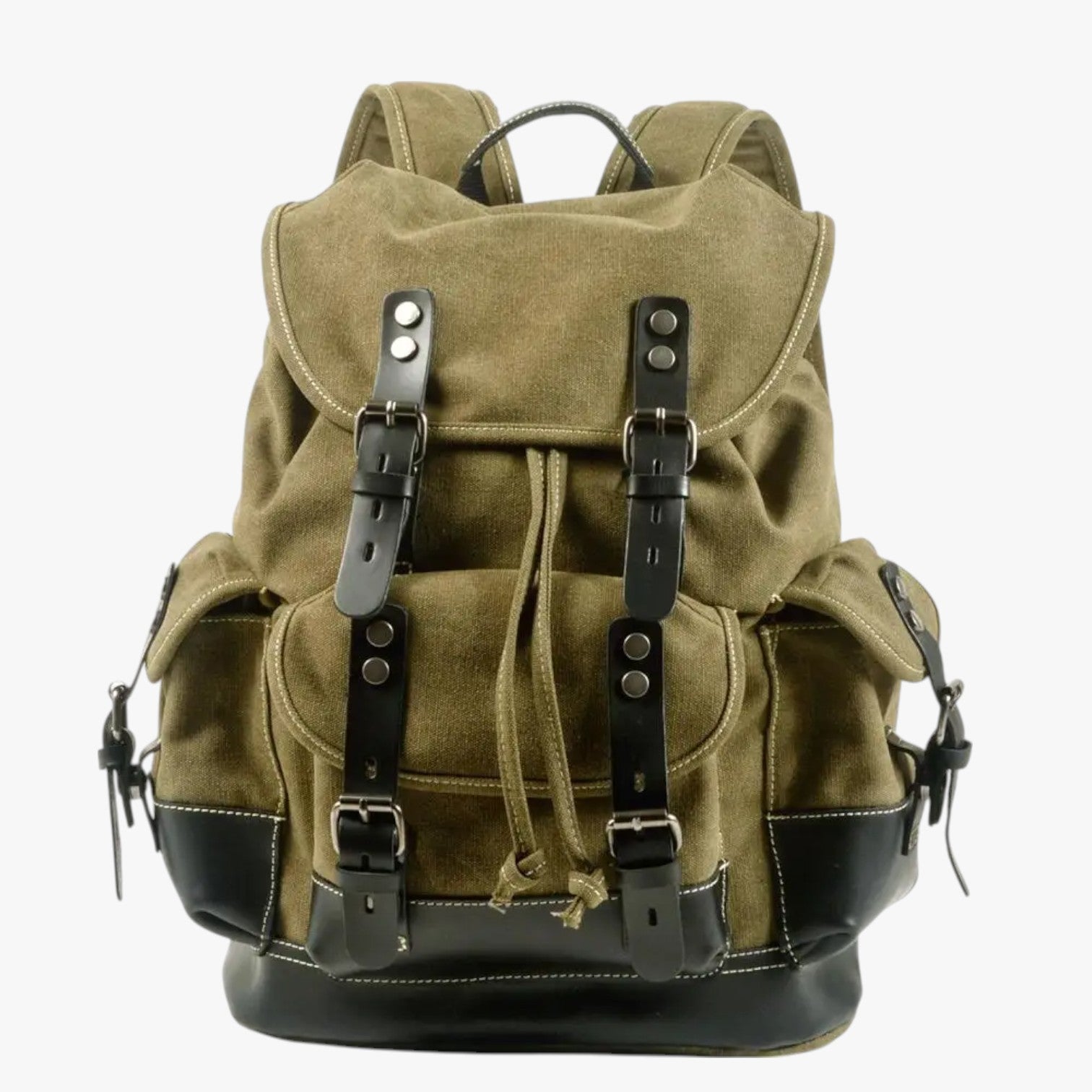 Sac à dos Randonnée Toile et Cuir Grande Capacité Homme
