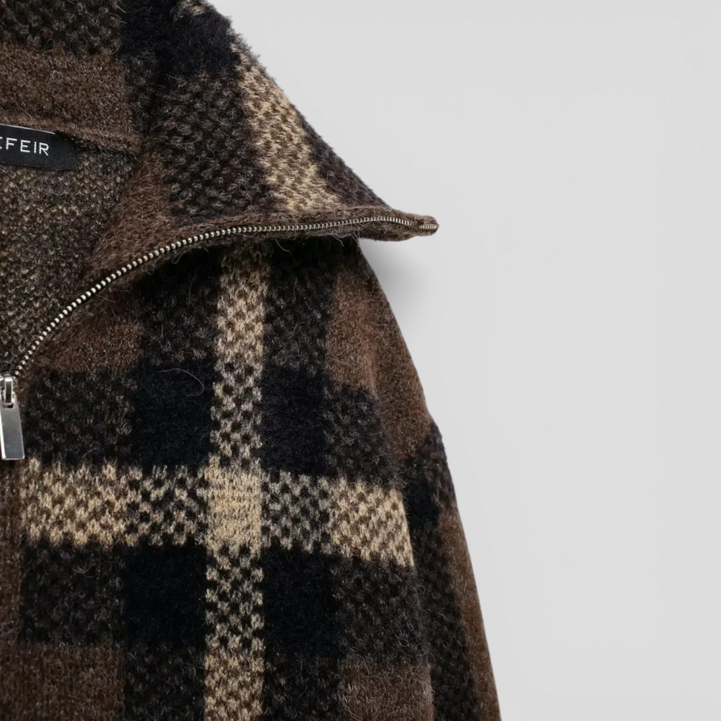 Veste Femme à Carreaux Manches Longues Mode Européenne