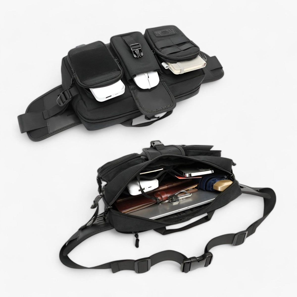 Bags : Sac Bandoulière Antivol avec Port de Charge USB Intégré dans Noir de Roselva