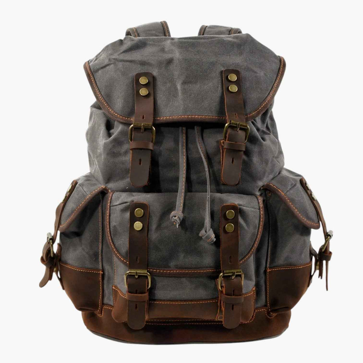 Bags : Sac à dos Randonnée Toile et Cuir Grande Capacité Homme dans Grigio de Marche Lino