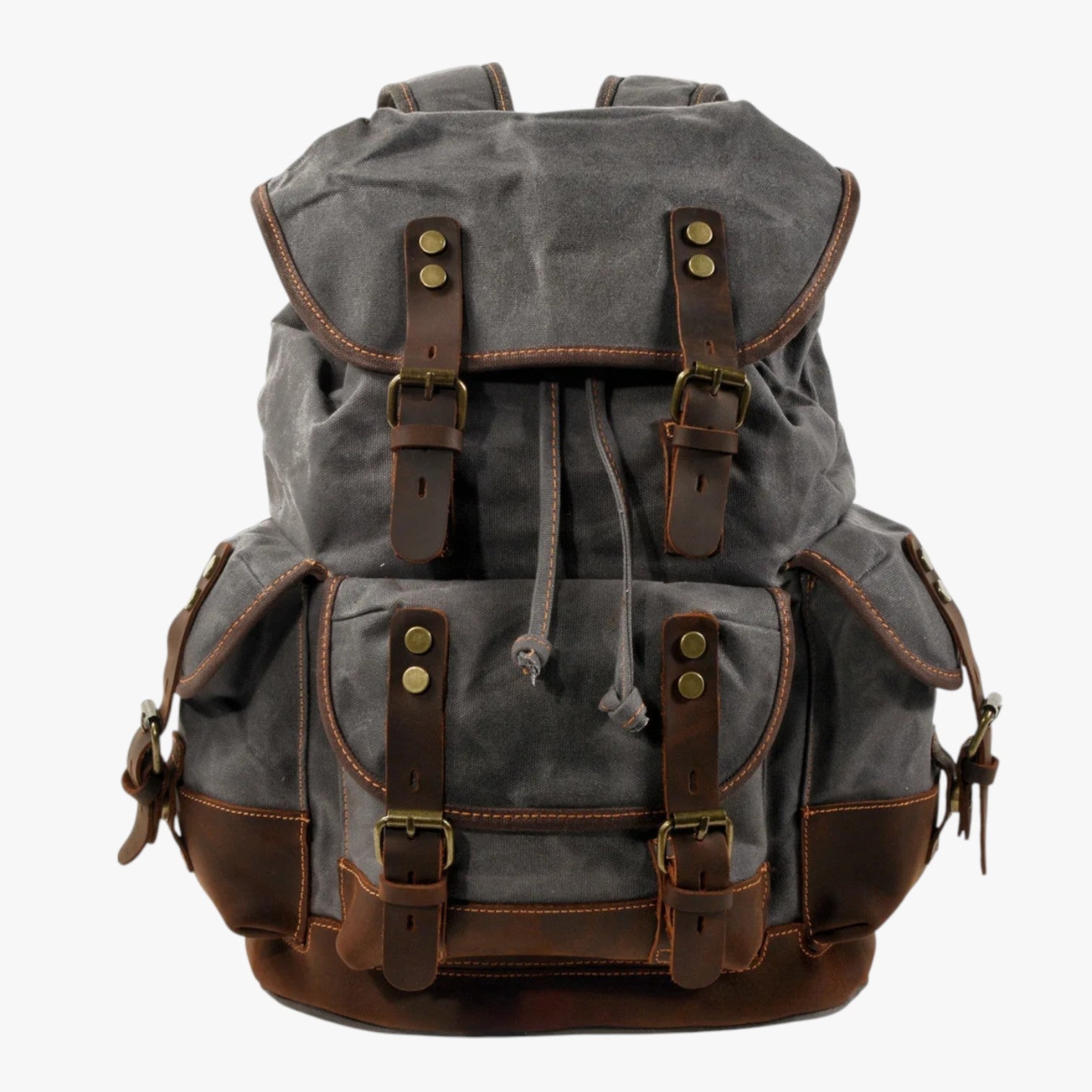 Sac à dos Randonnée Toile et Cuir Grande Capacité Homme