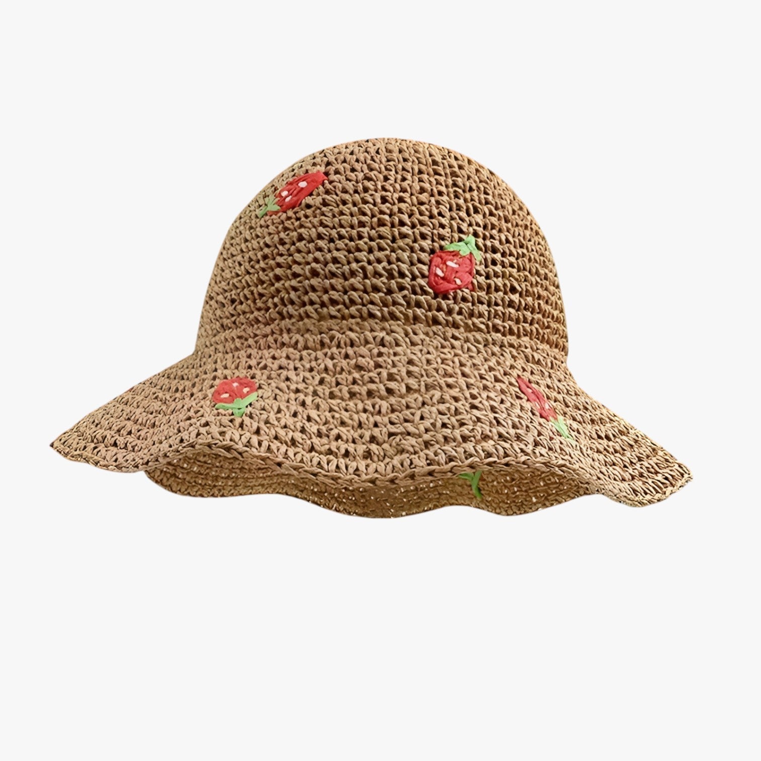 Chapeau de soleil fraise – Pliable, fait à la main et protecteur et tendance