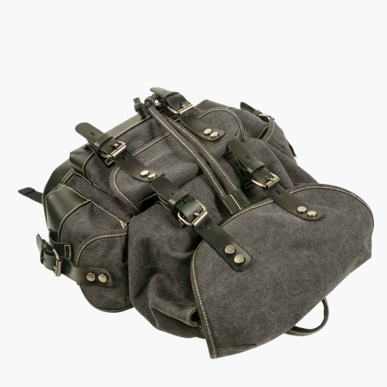 Bags : Sac à dos Randonnée Toile et Cuir Grande Capacité Homme dans de Marche Lino