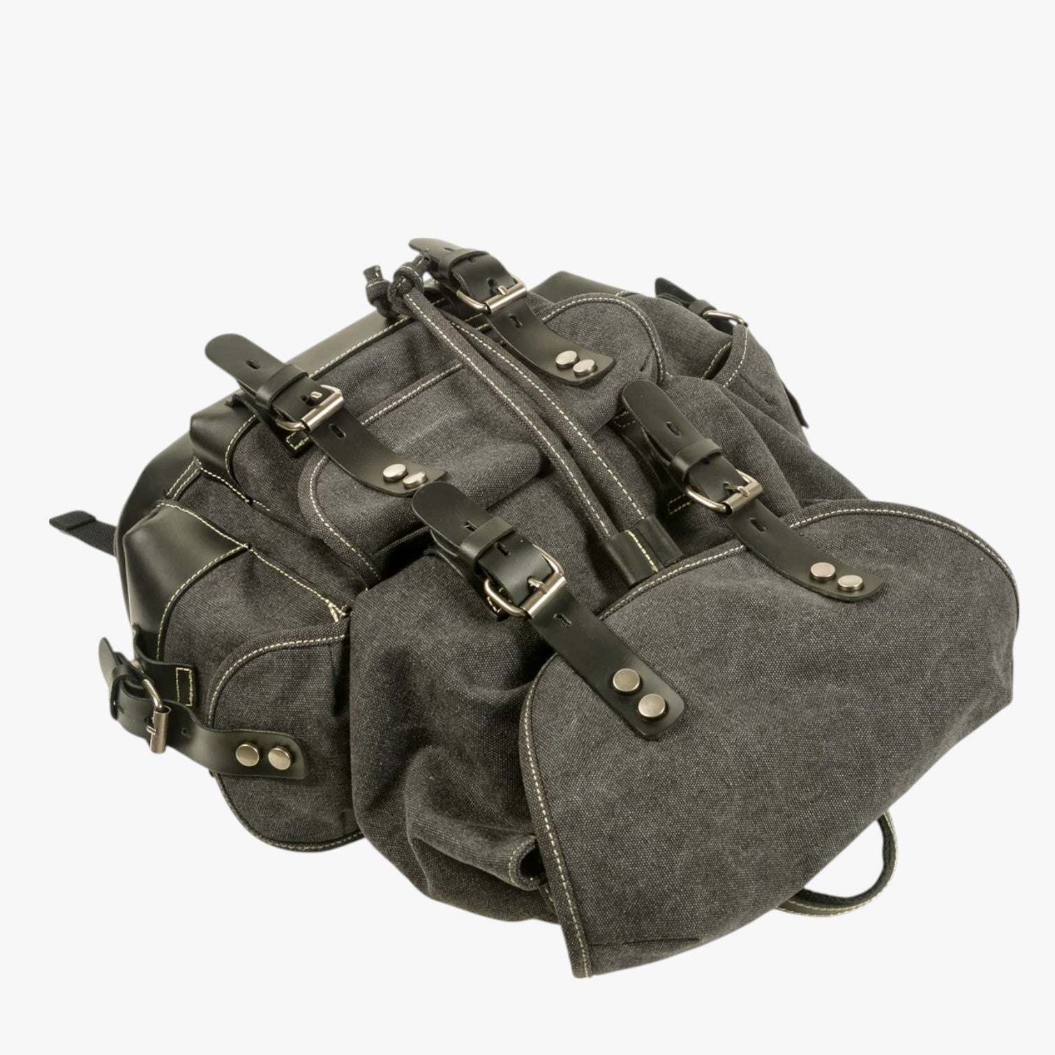 Sac à dos Randonnée Toile et Cuir Grande Capacité Homme