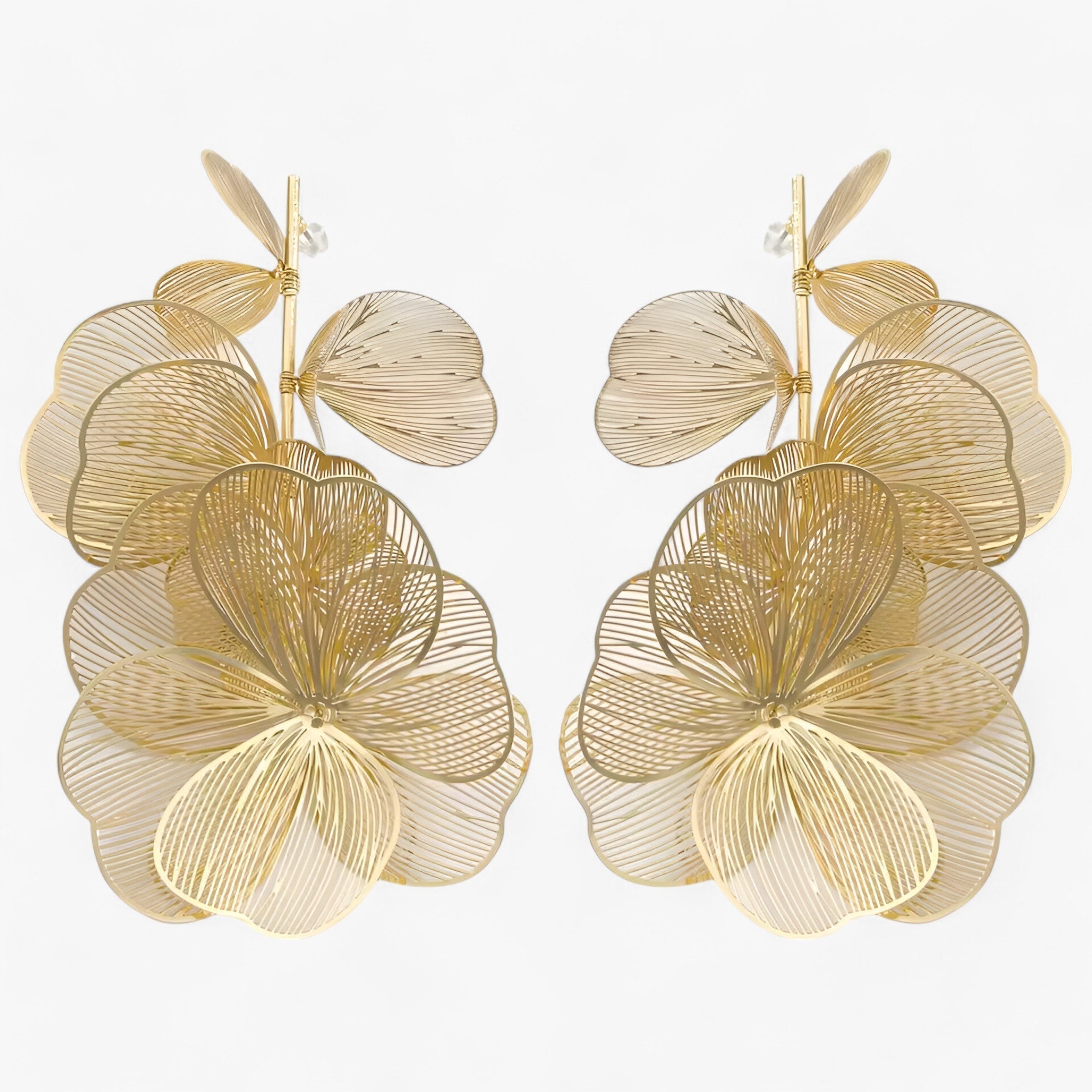Jewelry : Boucles d'oreilles pendantes Fleur Vintage Unique, Or 18K avec Pierres Précieuses Colorées dans de Marche Lino