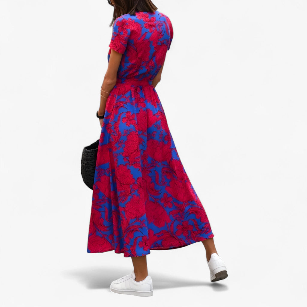 Robe Élégante Femme Nery avec Décolleté en V Profond, Robe de Soirée Estivale Décontractée