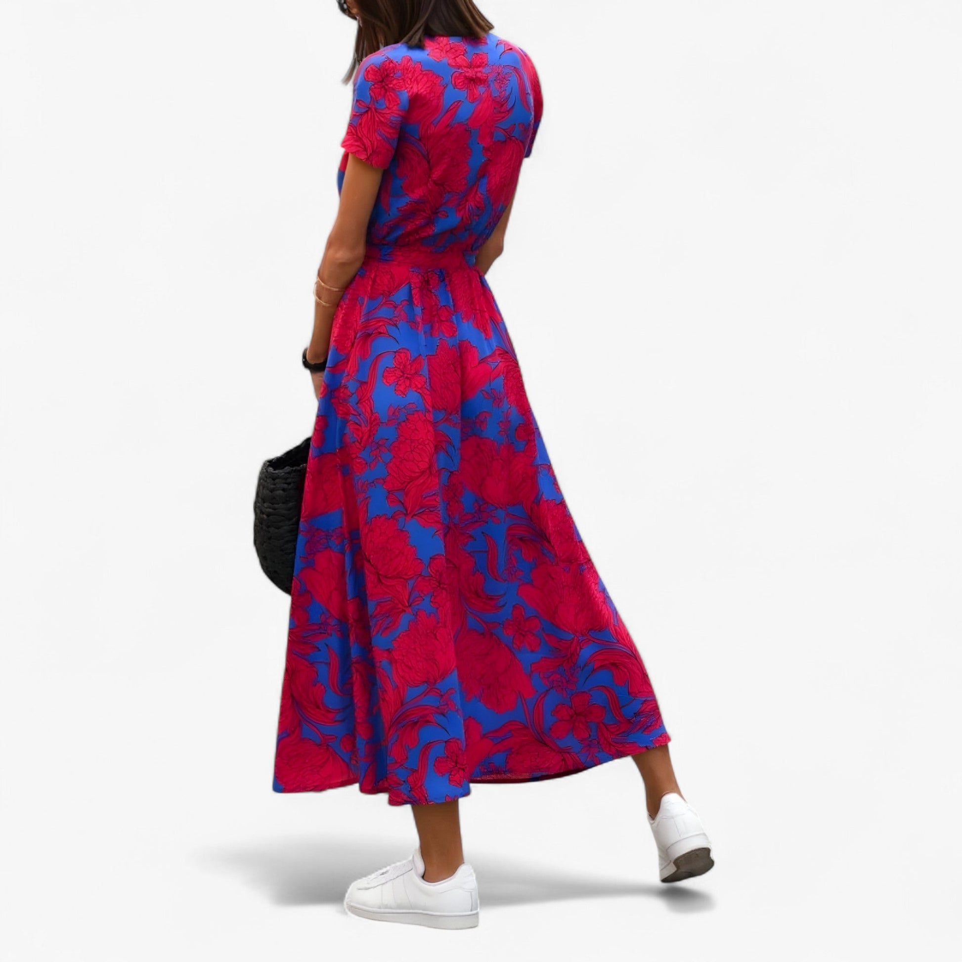 Robe Élégante Femme Nery avec Décolleté en V Profond, Robe de Soirée Estivale Décontractée