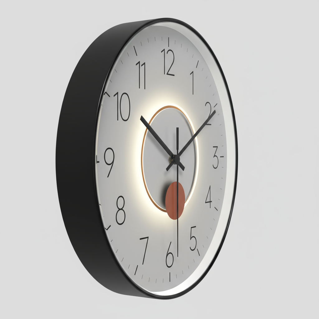 Horloge Murale Ronde Silencieuse avec Balancier Verre