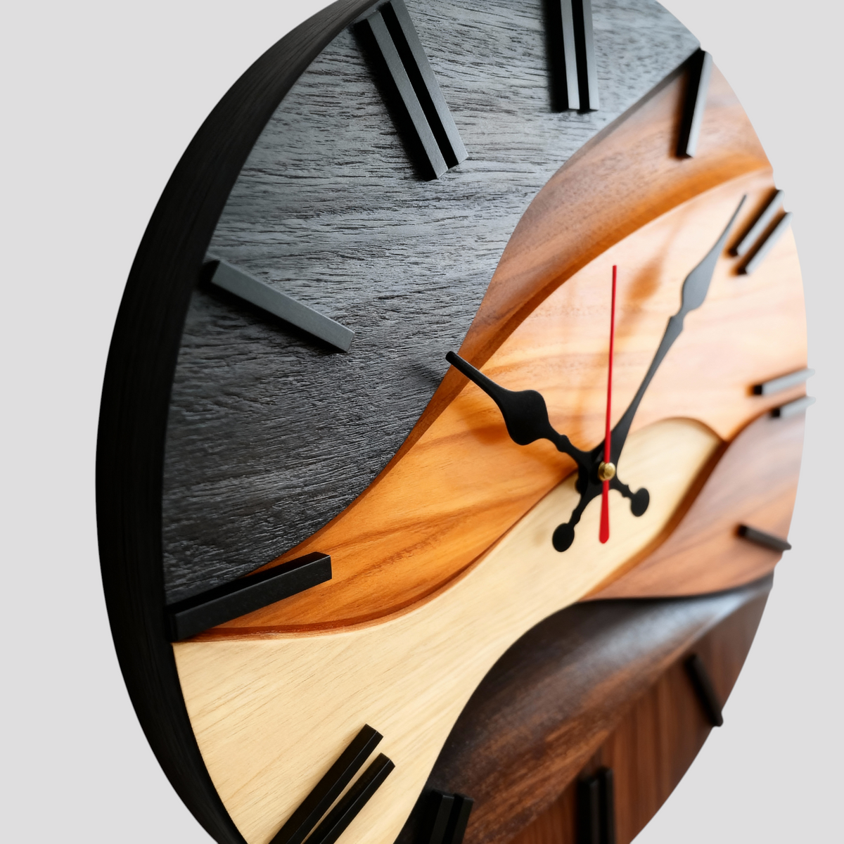 Horloges murales : Horloge Murale Grande Bois Moderne - Design Élégant pour Salon & Cuisine dans de Marche Lino