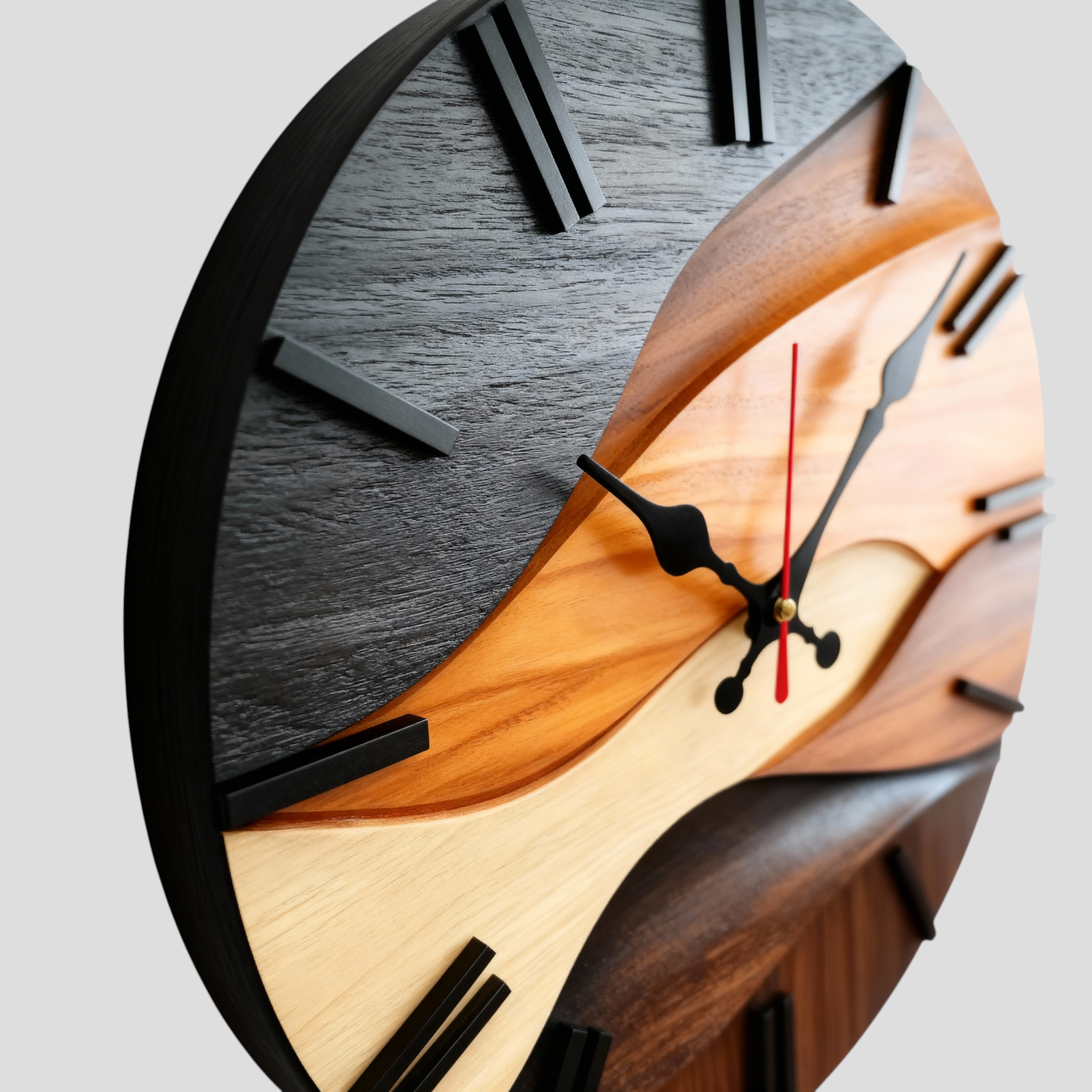 Horloges murales : Horloge Murale Grande Bois Moderne - Design Élégant pour Salon & Cuisine dans de Marche Lino