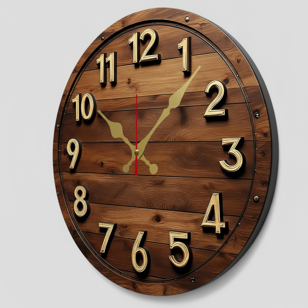 Watch Murale Ronde en Bois Horloges murales Accessoires De Maison
