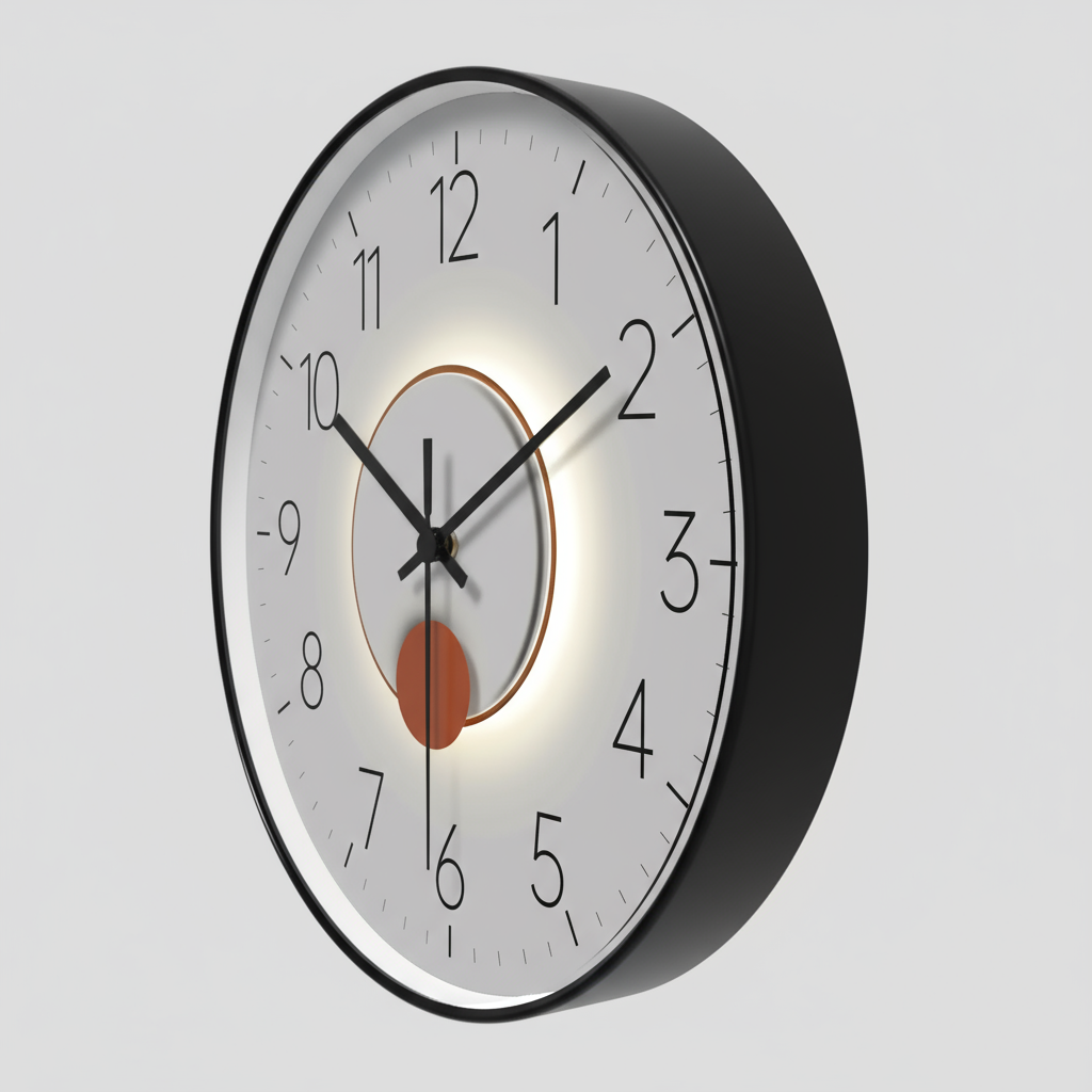 Horloge Murale Ronde Silencieuse avec Balancier Verre