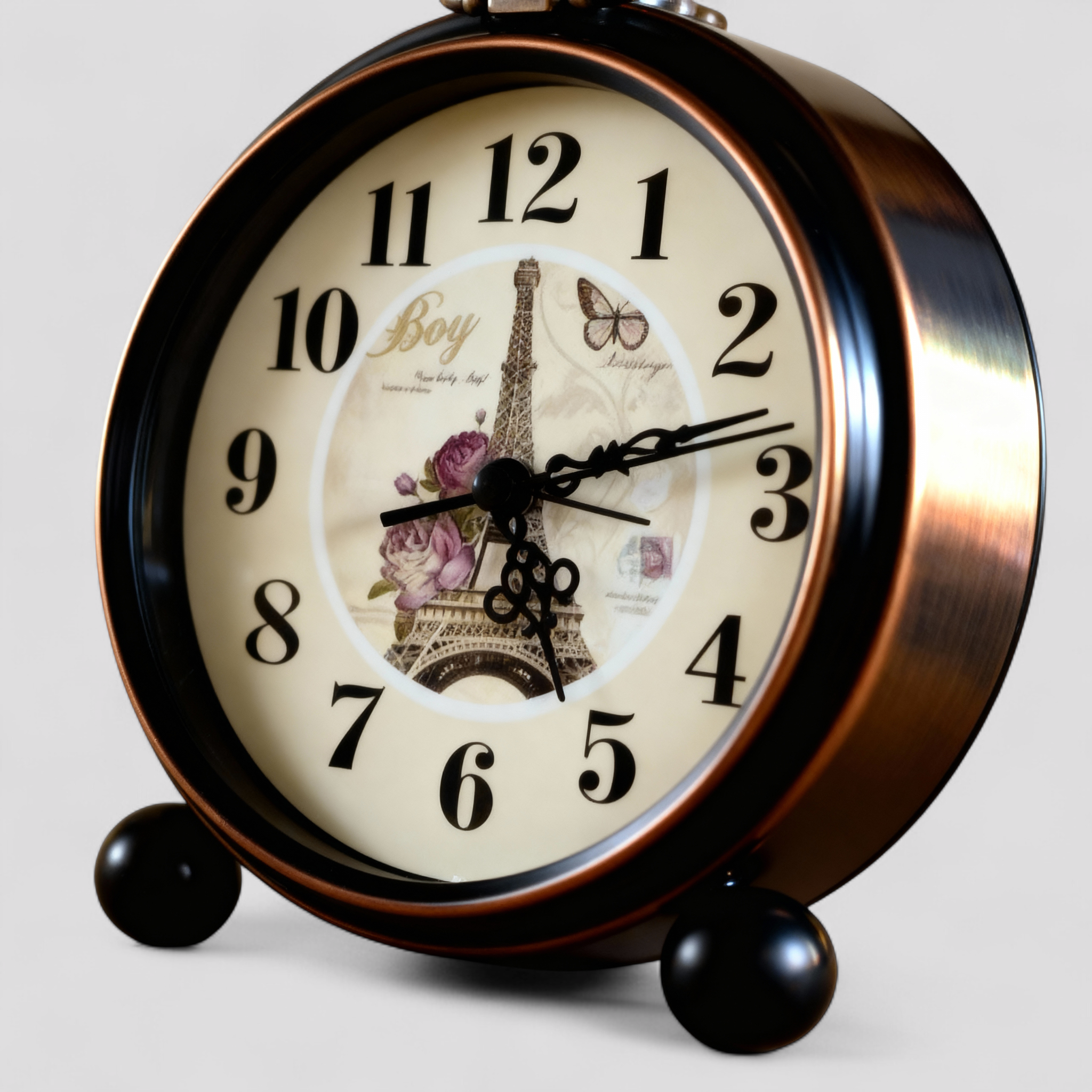 Horloges de bureau : Horloge de Table Style Vintage Tour Eiffel Métal Noir et Bronze dans de Marche Lino