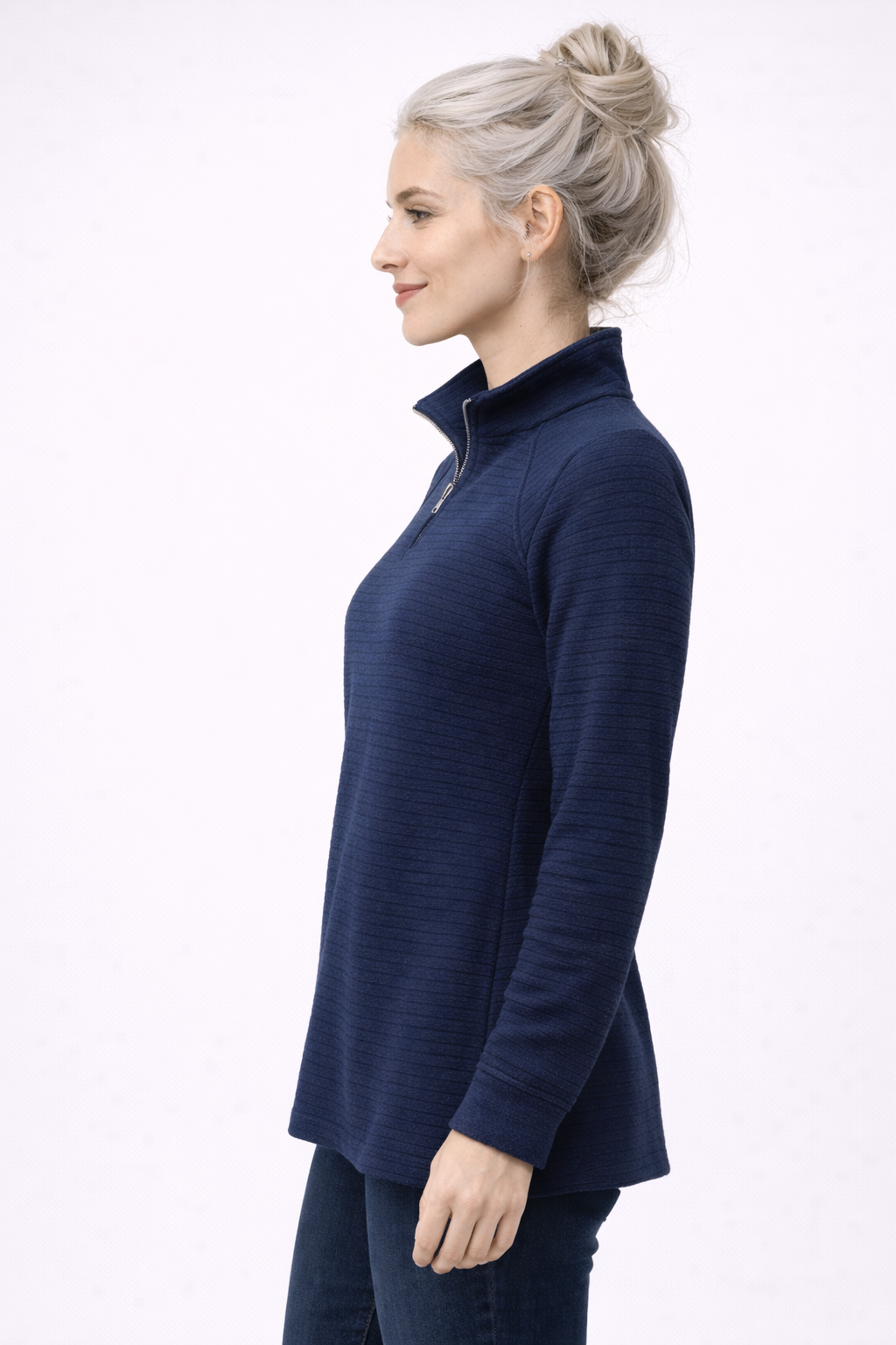 Pull Femme Col V Confortable Denim Ajustement Agréable