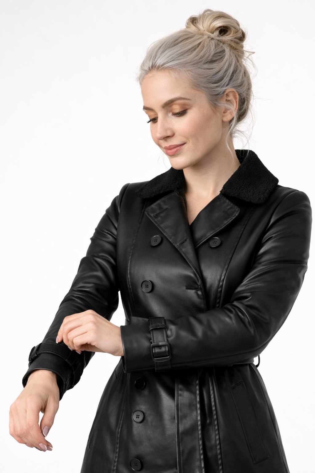 Veste Élégante en Cuir Noir pour Femme Haute Qualité Cuir