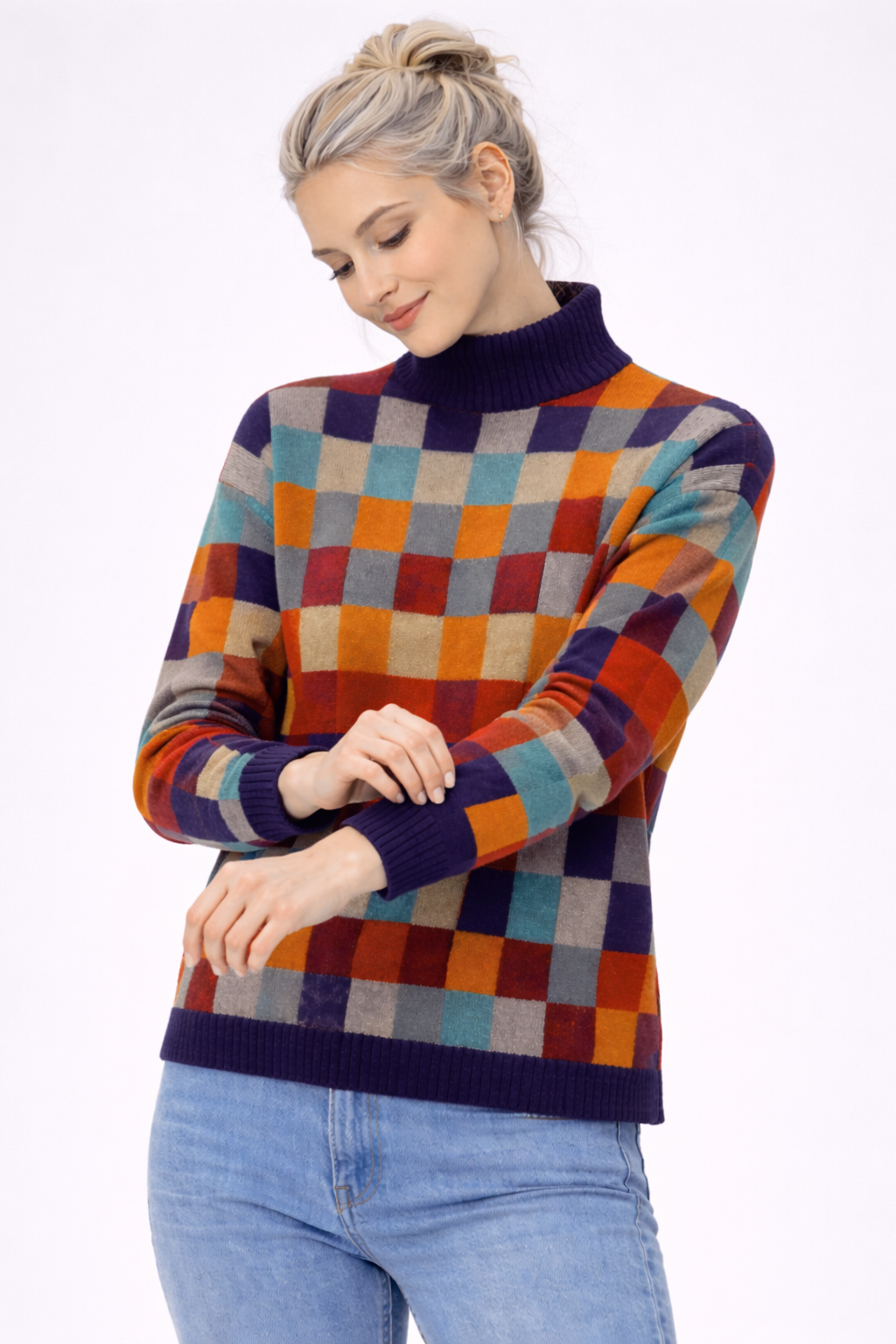 Pull Femme Col Roulé Léger Cachemire Doux Mode Décontractée