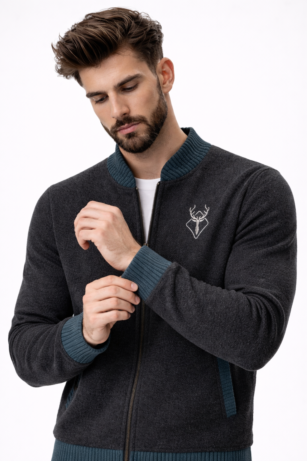 Cardigans pour hommes : Cardigan zippé homme en polyester doux - chaud, léger et confortable dans de Marche Lino