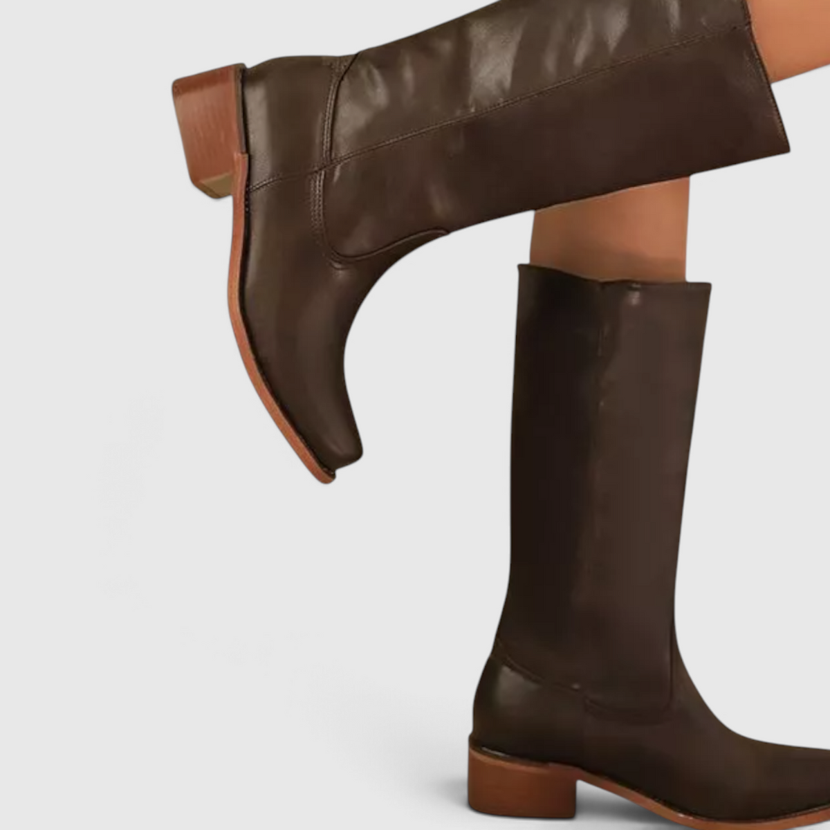 Bottes Hautes en Cuir à Talon pour Femme