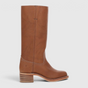Bottes Hautes en Cuir à Talon pour Femme