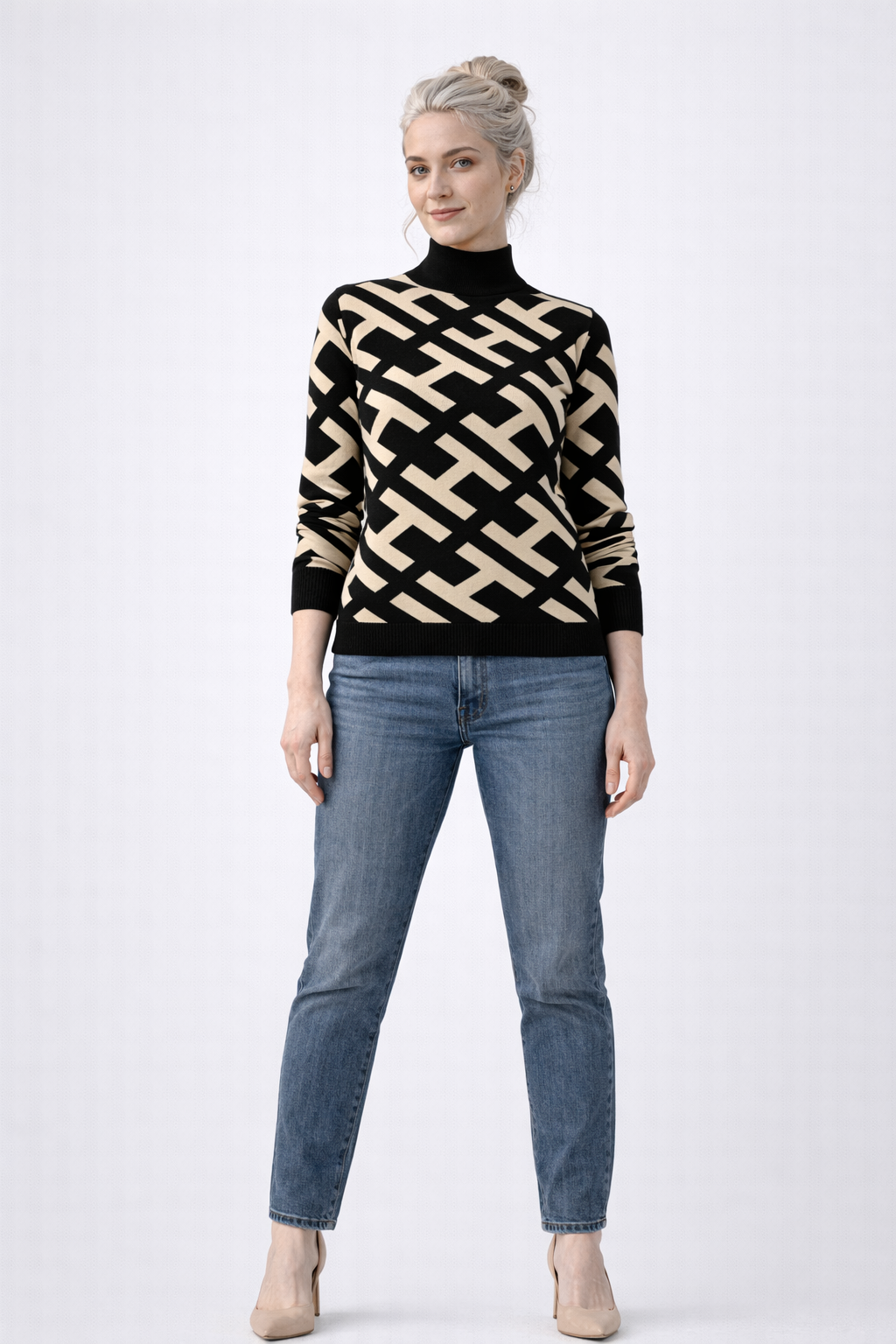 Pull Femme en Tricot Doux Denim Mode Féminine