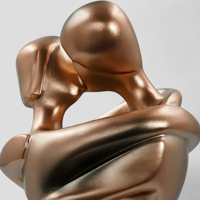 Figurines et Statues : Statue Moderne en Résine Effet Bronze - Couple Enlacé 25 Cm dans de Marche Lino