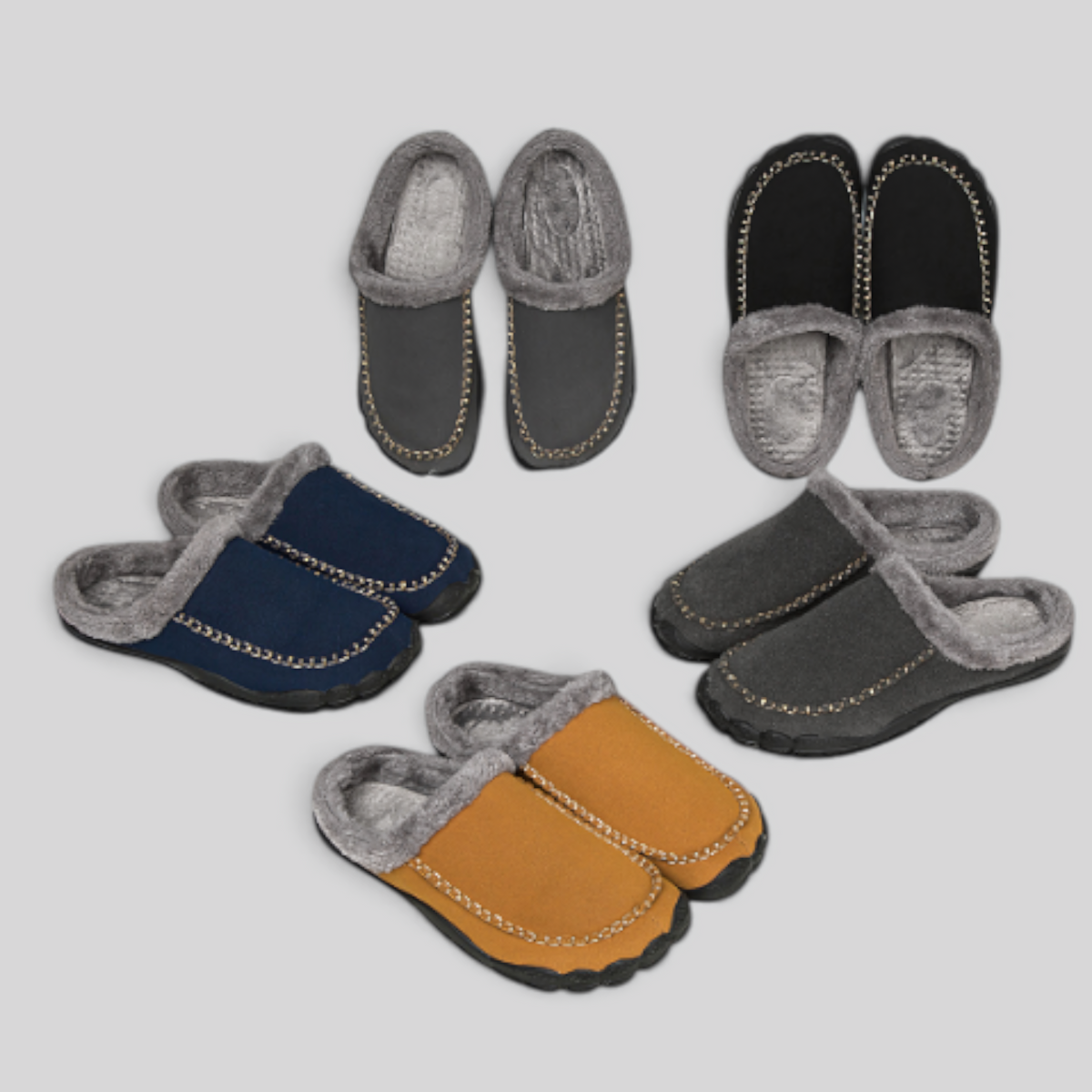 Chaussons chauds antidérapants pour hommes, modèle à enfiler