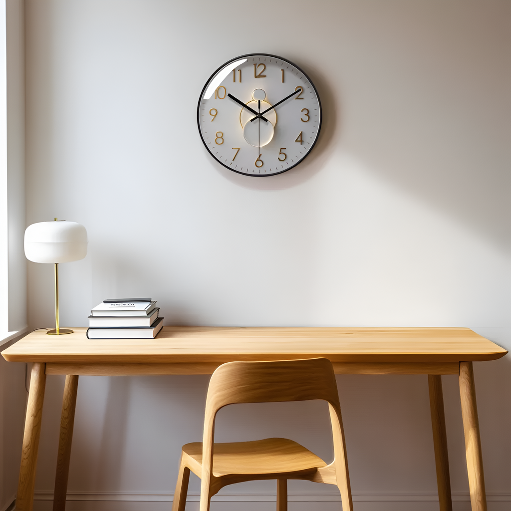 Horloge Murale Moderne Silencieuse Métal – 12 Pouces