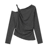 women's t-shirt : Tee Shirt Femme Manches Longues Slim Rayé dans noir de Marche Lino