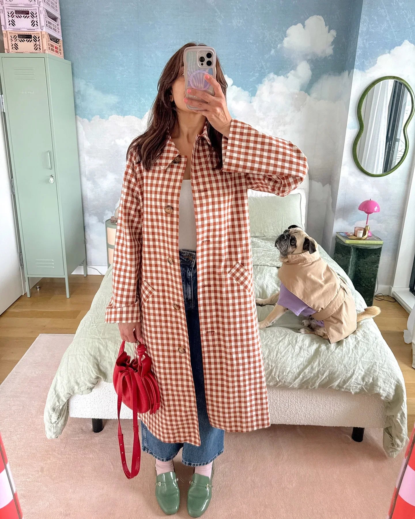 Trench Long Femme Élégant à Carreaux 6